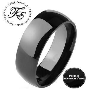 Personalized Engraved Women's Black Wedding Ring - Black Wedding Ring For Girls